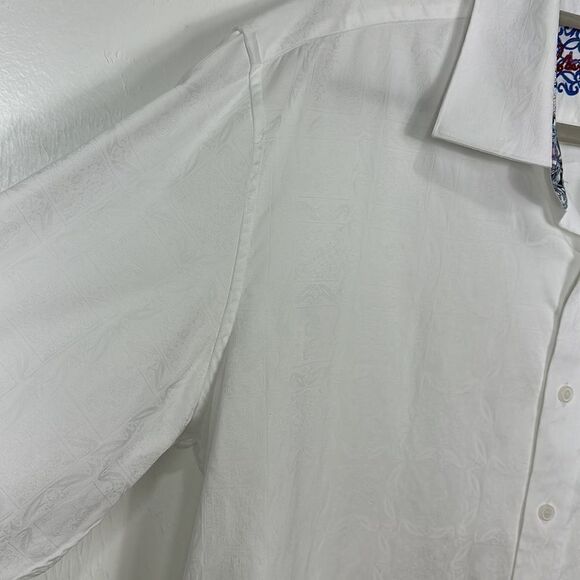 Robert Graham White Cotton Damask Long Sleeve Button Down Shirt Size 2XL - Picture 2 of 12